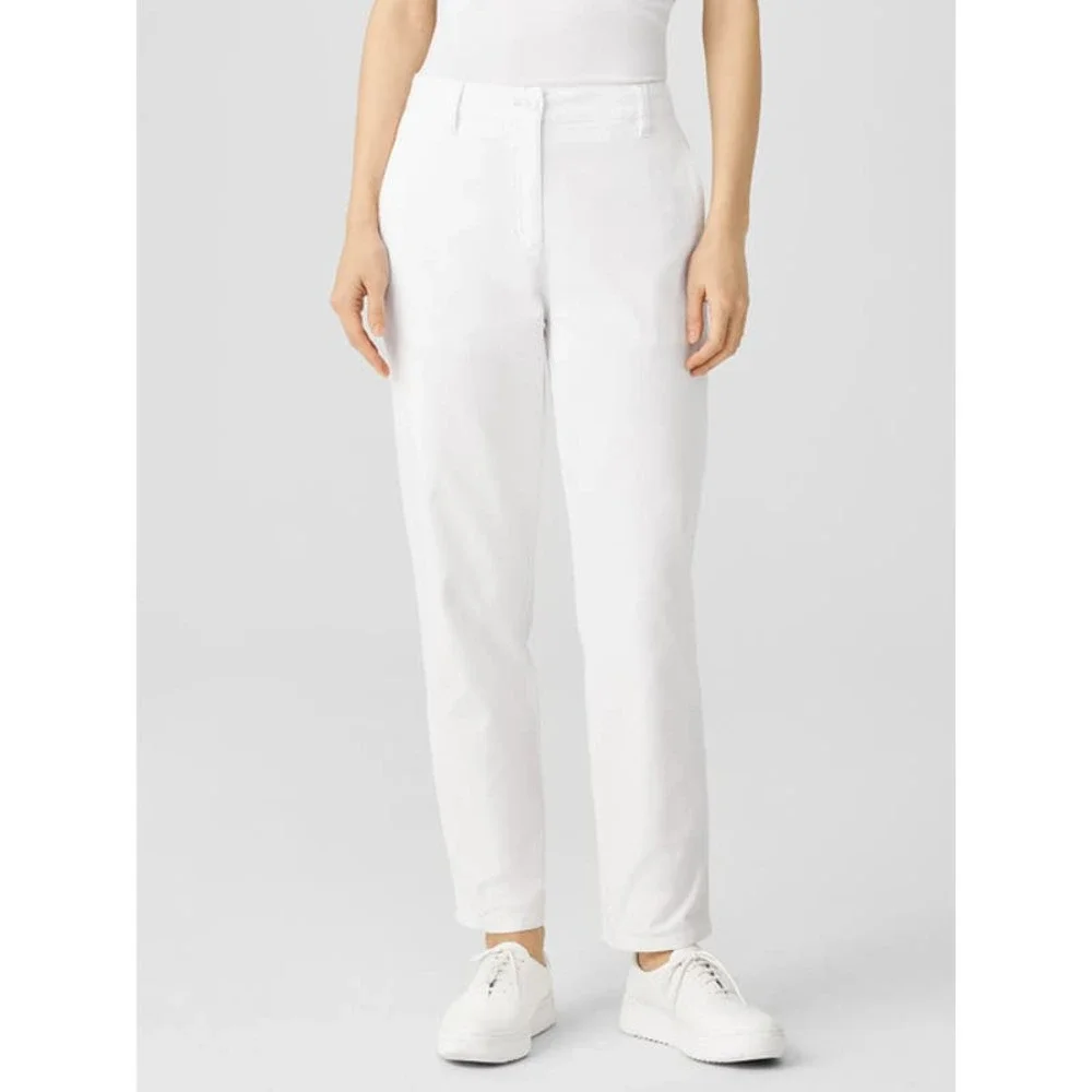 Eileen Fisher Women's White Cotton Hemp Stretch Tapered Pant Size 16 NWOT